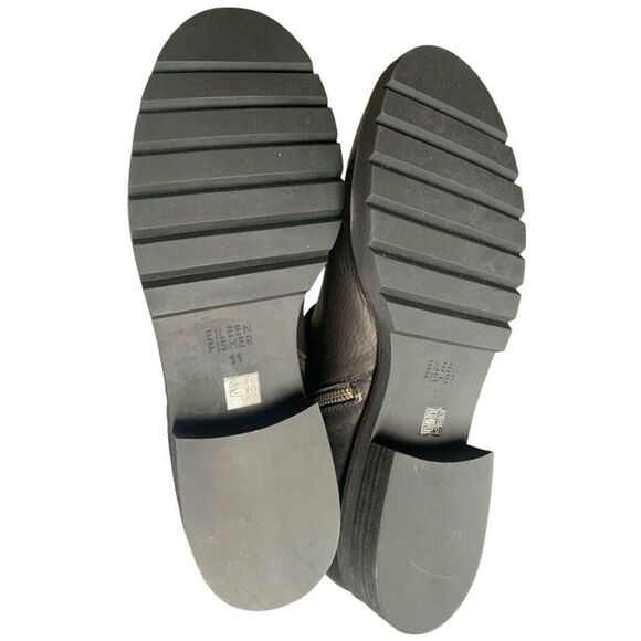 Eileen Fisher Black Nell Moto Boot Italian Leather Women’s  Size 11, New in Box - Picture 5 of 6